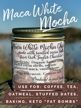 Load image into Gallery viewer, Maca White Mocha Ghee - 12 oz. | 3.5 oz. glass jar